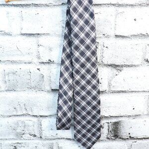Michael Kors Necktie Men's 100% Black White Plaid Standard 58" Tartan